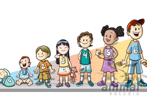 Ilustração Infantil de 0 a 6 crianças